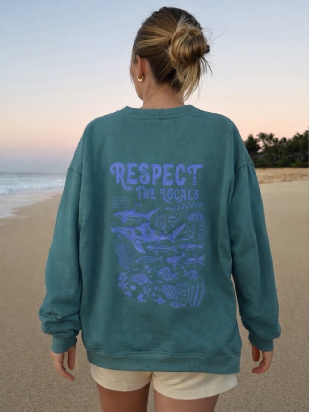 Respect The Locals Summer Ocean Animal & Nature Graphic Sweatshirt